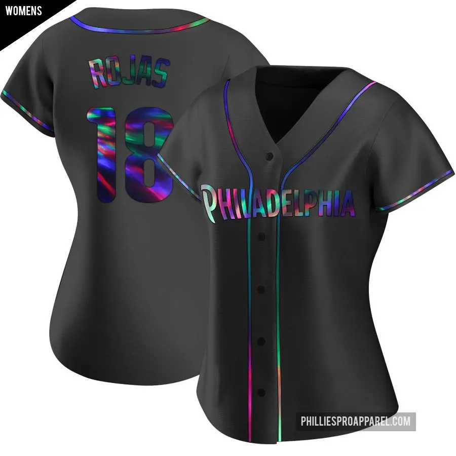 Women's Philadelphia Phillies ＃18 Johan Rojas Replica Black Holographic Alternate Jersey