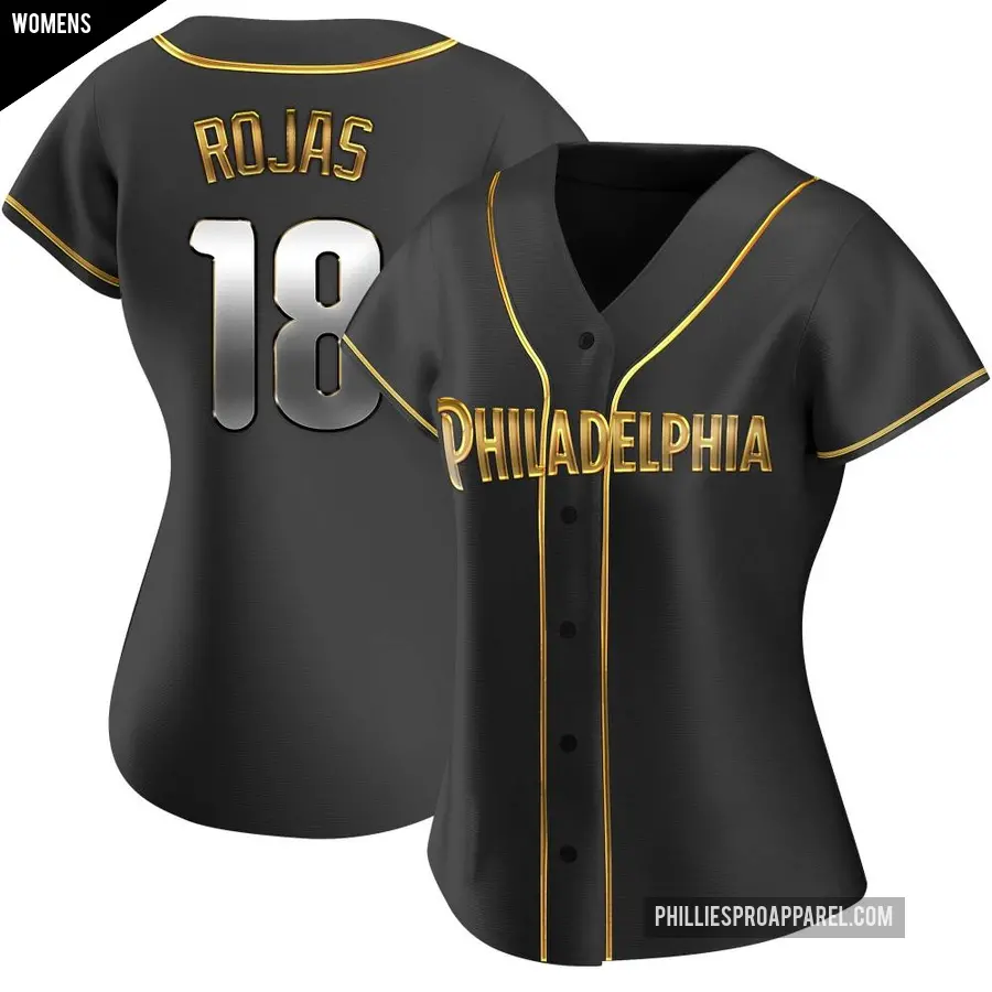 Women's Philadelphia Phillies ＃18 Johan Rojas Replica Gold Black en Alternate Jersey