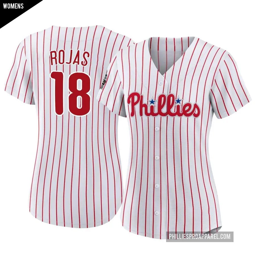 Women's Philadelphia Phillies ＃18 Johan Rojas Replica White 2022 World Series Home Jersey