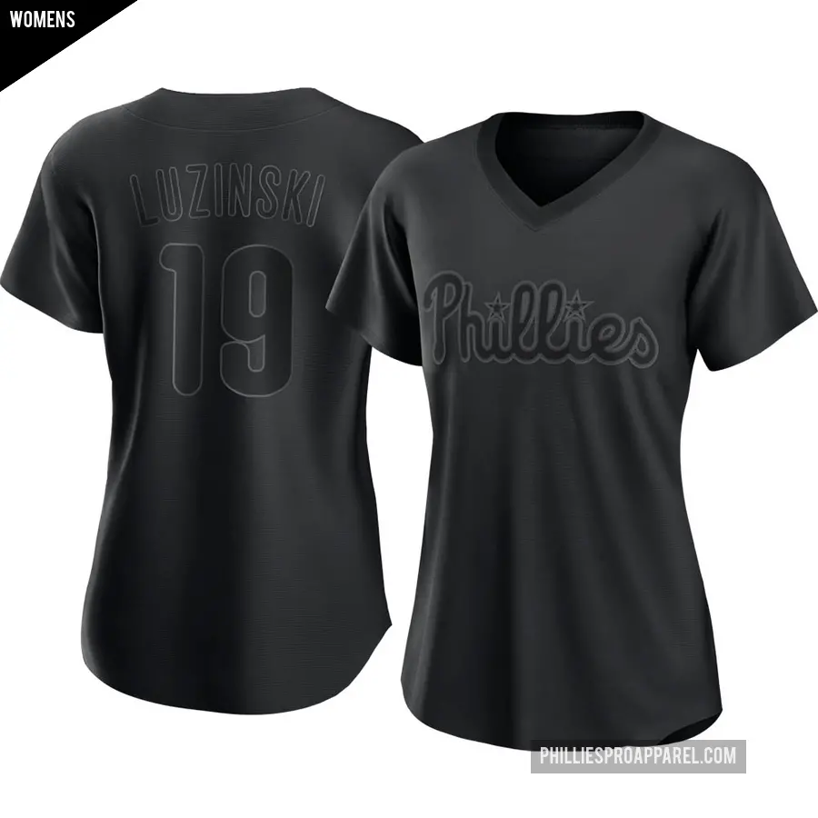 Women's Philadelphia Phillies ＃19 Greg Luzinski Replica Black Pitch Fashion Jersey