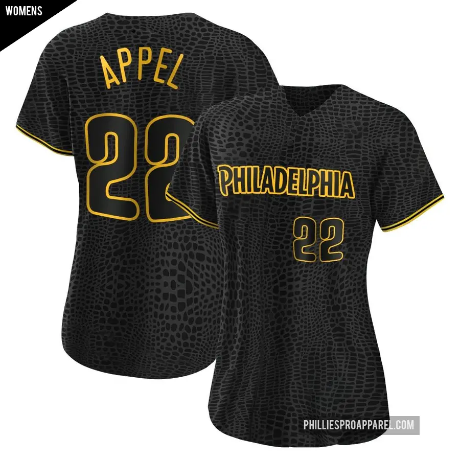 Women's Philadelphia Phillies ＃22 Mark Appel Authentic Black Snake Skin City Jersey