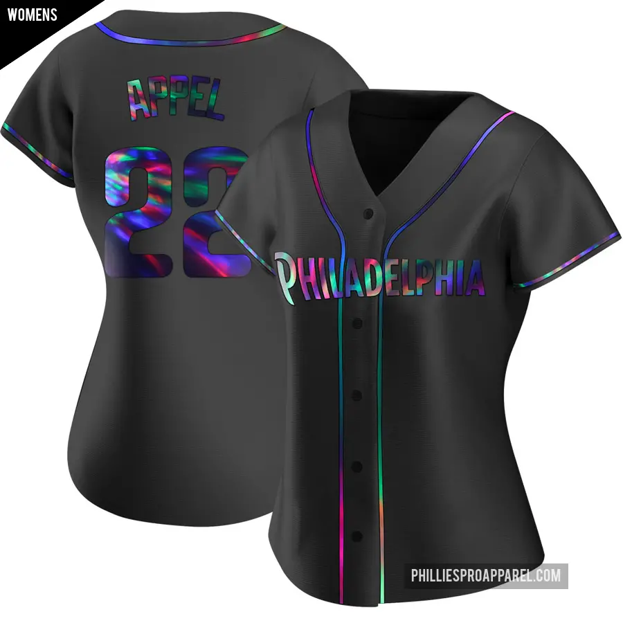 Women's Philadelphia Phillies ＃22 Mark Appel Replica Black Holographic Alternate Jersey