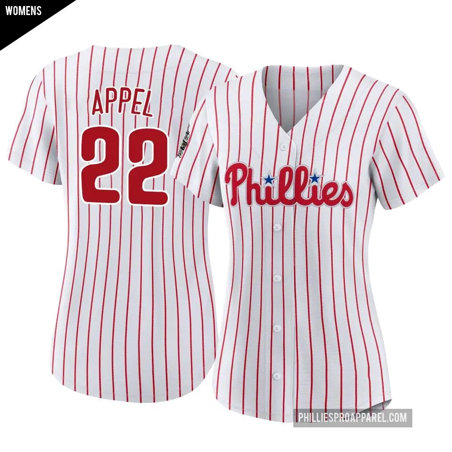 Women's Philadelphia Phillies ＃22 Mark Appel Replica White 2022 World Series Home Jersey