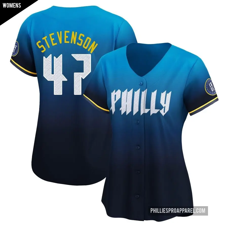 Women's Philadelphia Phillies ＃47 Cal Stevenson Limited Blue 2024 City Connect Jersey