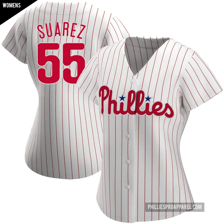 Women's Philadelphia Phillies ＃55 Ranger Suarez Authentic White Home Jersey