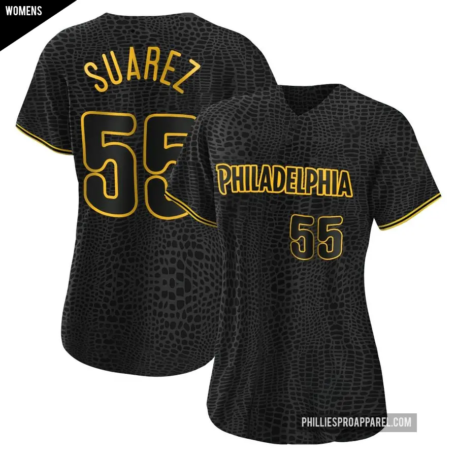 Women's Philadelphia Phillies ＃55 Ranger Suarez Replica Black Snake Skin City Jersey