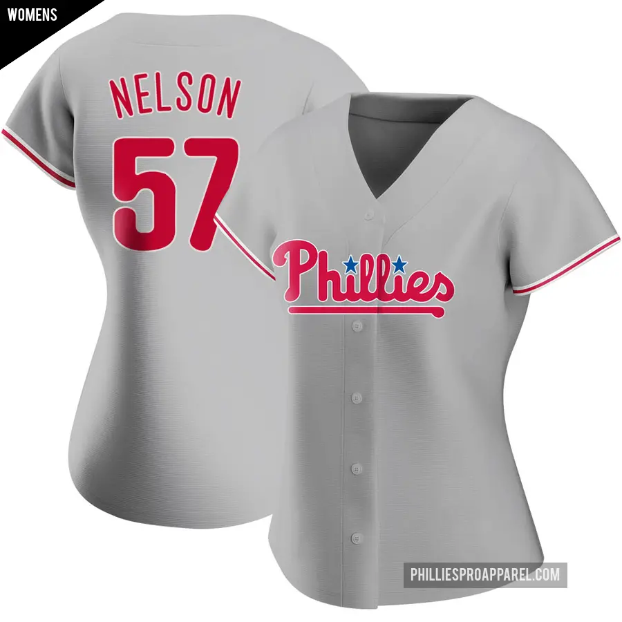 Women's Philadelphia Phillies ＃57 Nick Nelson Authentic Gray Road Jersey