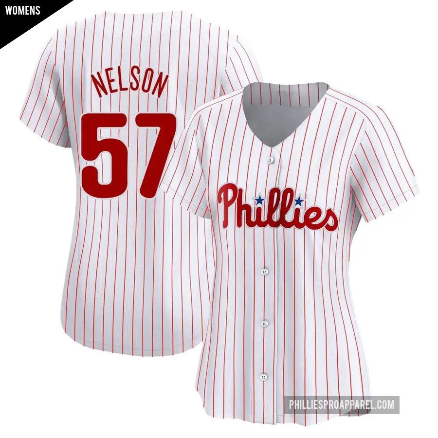 Women's Philadelphia Phillies ＃57 Nick Nelson Limited White Home Jersey