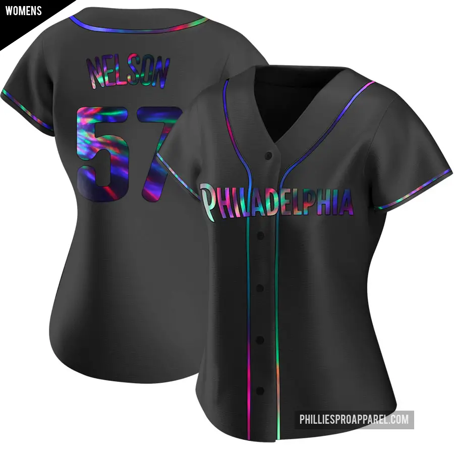 Women's Philadelphia Phillies ＃57 Nick Nelson Replica Black Holographic Alternate Jersey