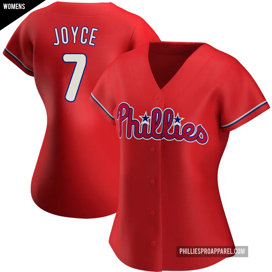 Women's Philadelphia Phillies ＃7 Matt Joyce Authentic Red Alternate Jersey