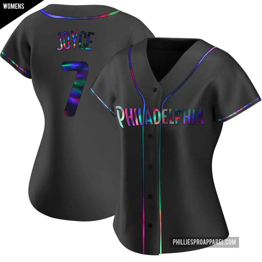 Women's Philadelphia Phillies ＃7 Matt Joyce Replica Black Holographic Alternate Jersey