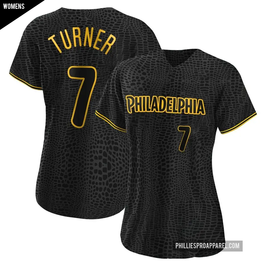 Women's Philadelphia Phillies ＃7 Trea Turner Authentic Black Snake Skin City Jersey