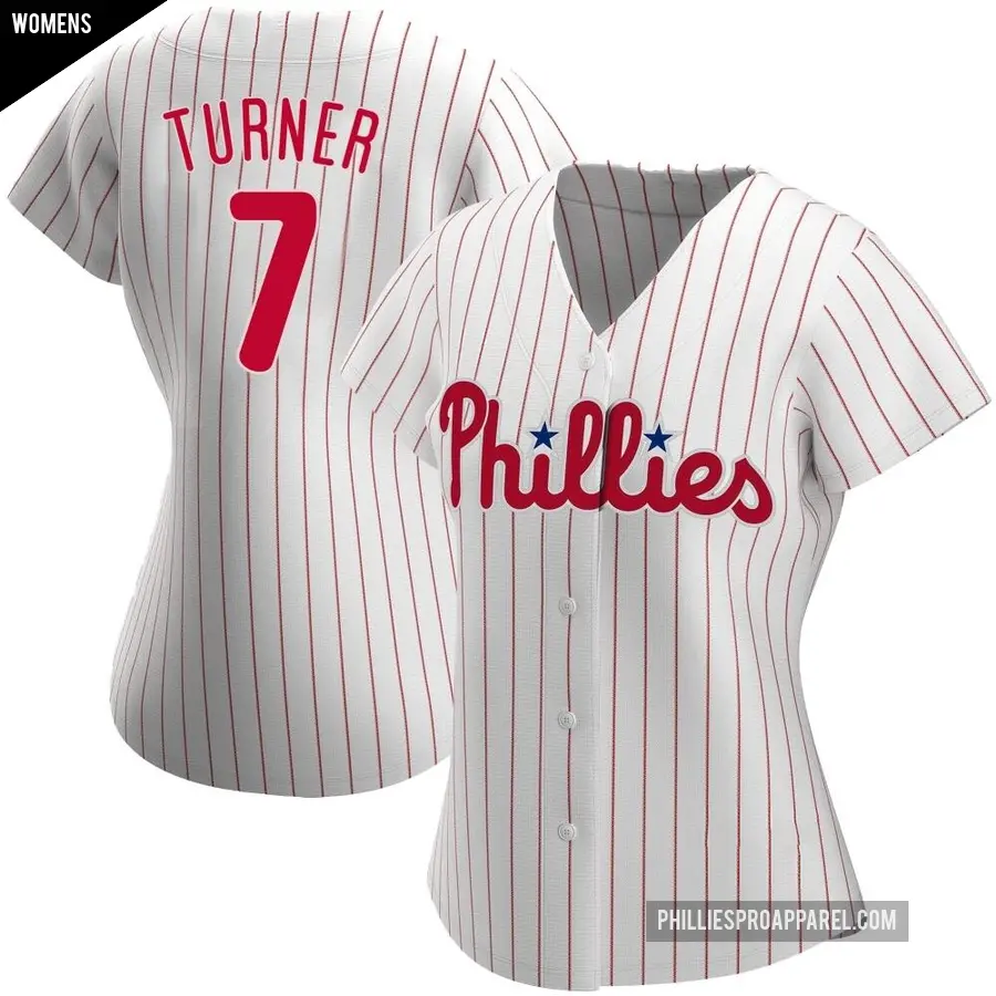 Women's Philadelphia Phillies ＃7 Trea Turner Authentic White Home Jersey