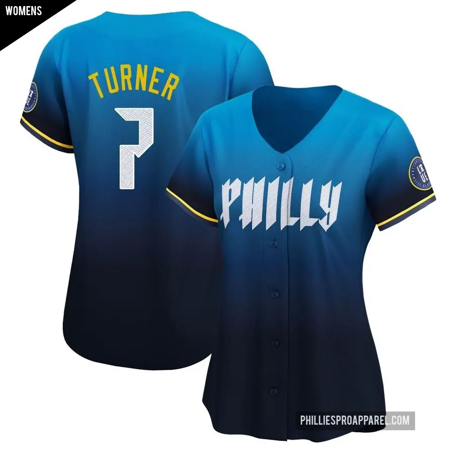 Women's Philadelphia Phillies ＃7 Trea Turner Limited Blue 2024 City Connect Jersey