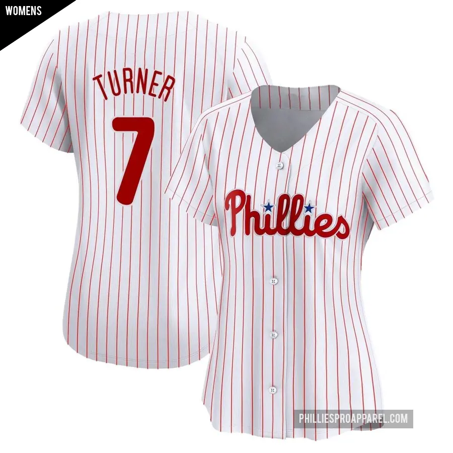 Women's Philadelphia Phillies ＃7 Trea Turner Limited White Home Jersey