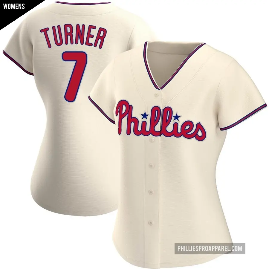 Women's Philadelphia Phillies ＃7 Trea Turner Replica Cream Alternate Jersey