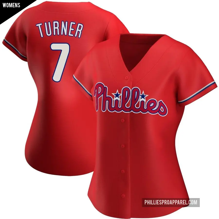 Women's Philadelphia Phillies ＃7 Trea Turner Replica Red Alternate Jersey