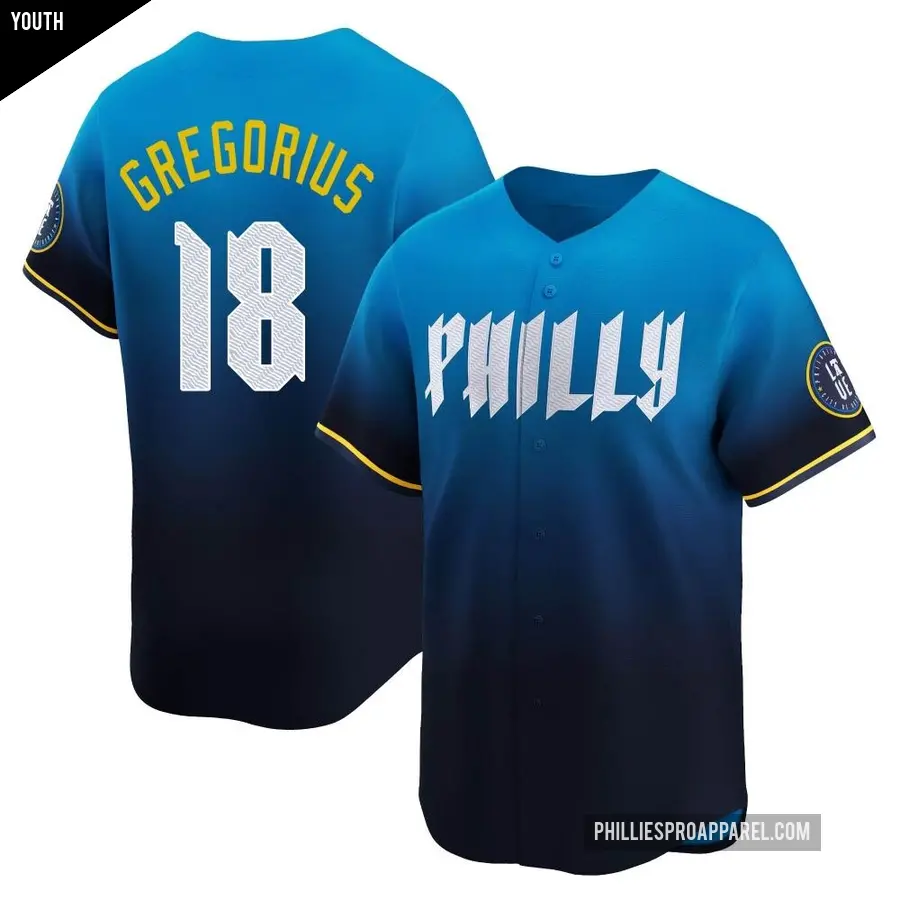 Youth Philadelphia Phillies ＃18 Didi Gregorius Limited Blue 2024 City Connect Jersey