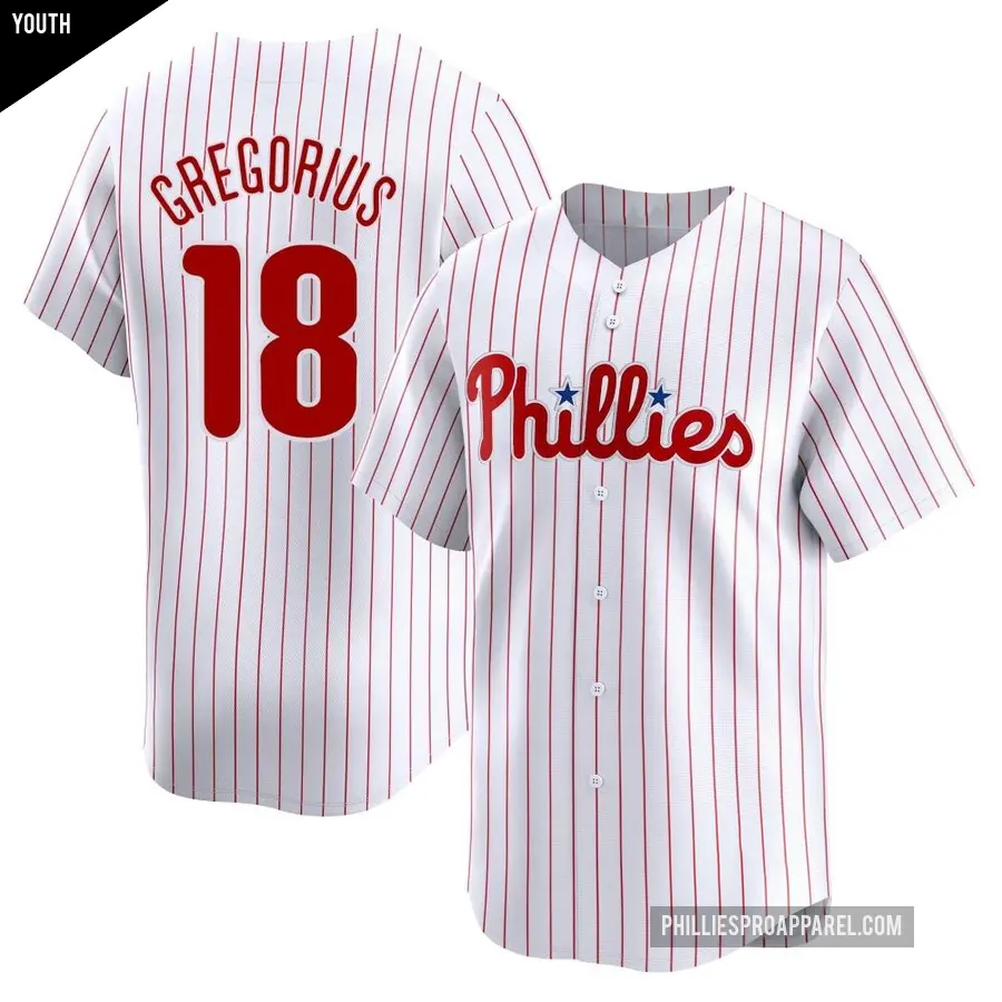 Youth Philadelphia Phillies ＃18 Didi Gregorius Limited White Home Jersey