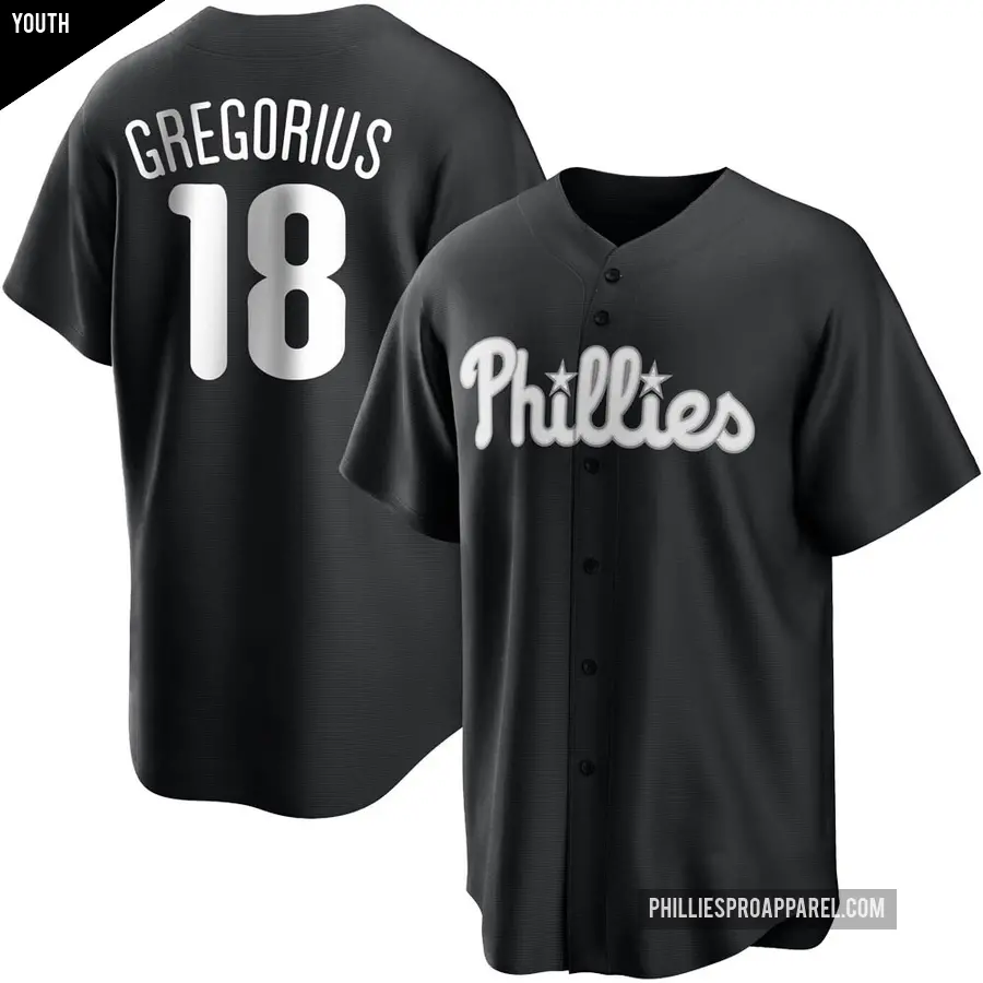 Youth Philadelphia Phillies ＃18 Didi Gregorius Replica Black/White Jersey