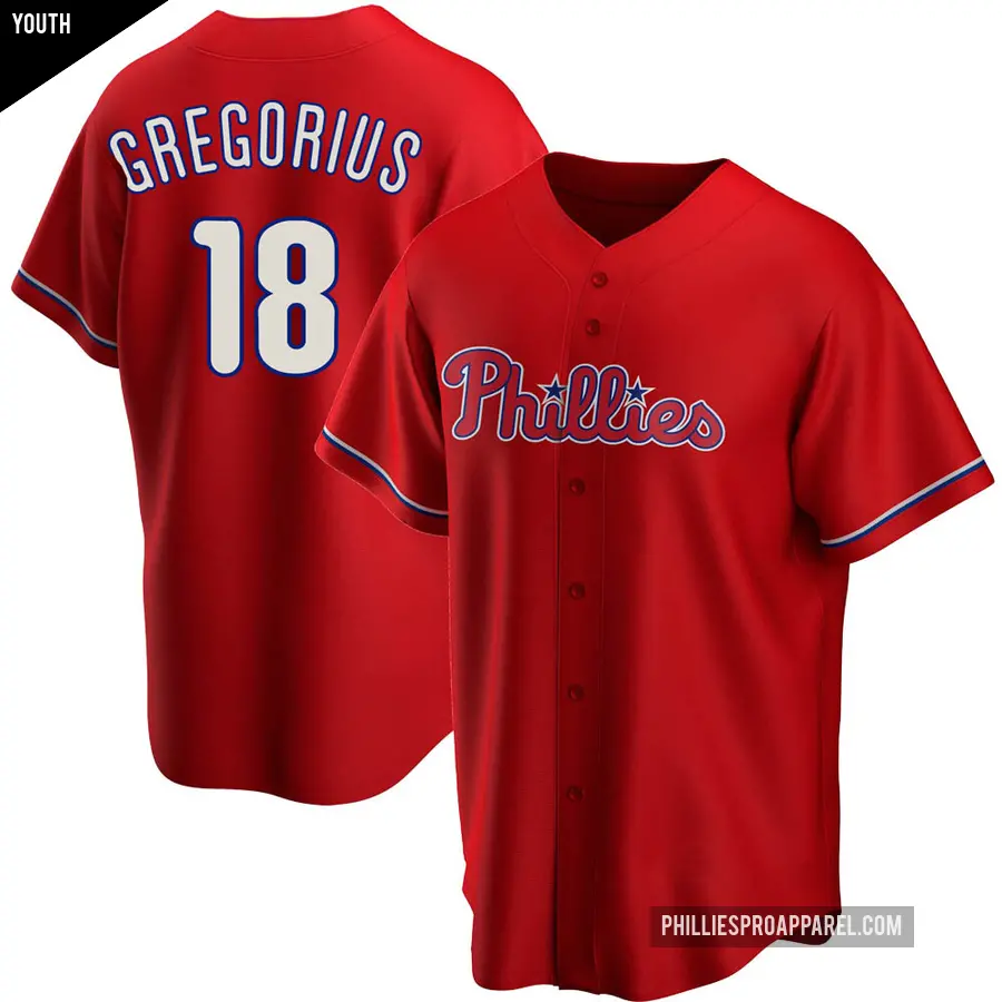 Youth Philadelphia Phillies ＃18 Didi Gregorius Replica Red Alternate Jersey