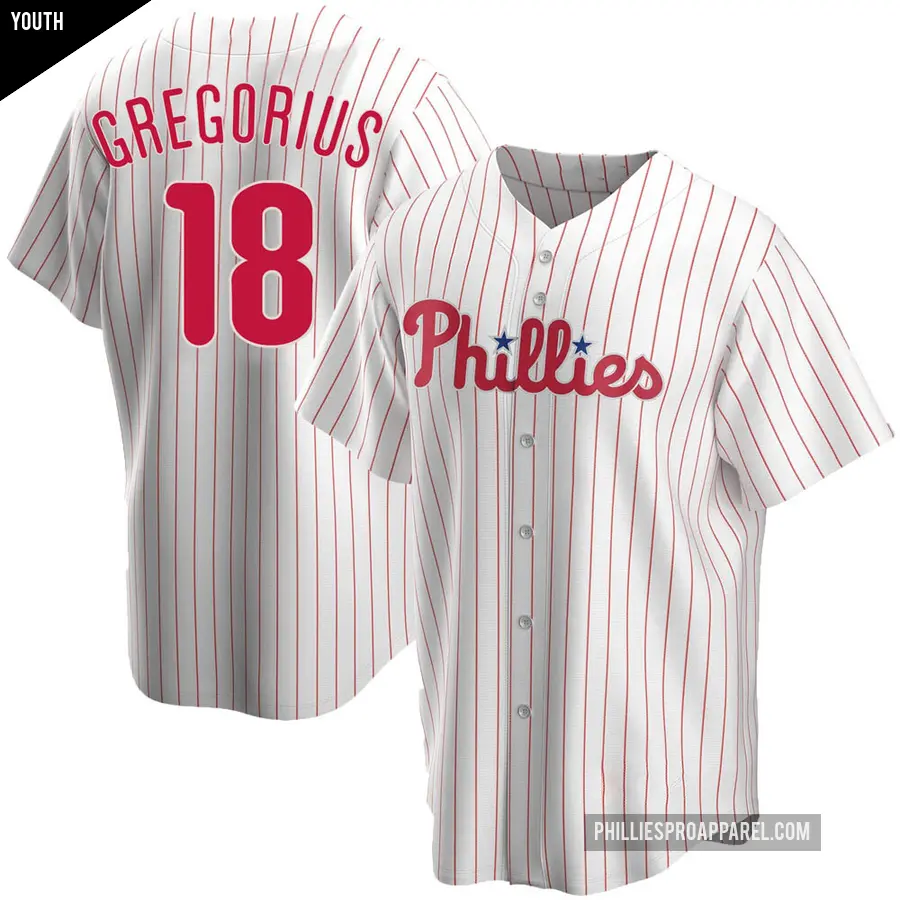 Youth Philadelphia Phillies ＃18 Didi Gregorius Replica White Home Jersey