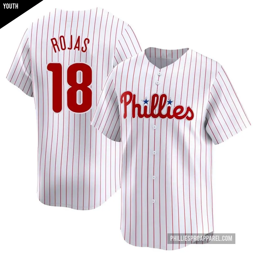 Youth Philadelphia Phillies ＃18 Johan Rojas Limited White Home Jersey