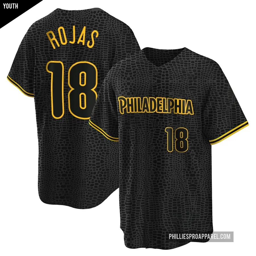 Youth Philadelphia Phillies ＃18 Johan Rojas Replica Black Snake Skin City Jersey