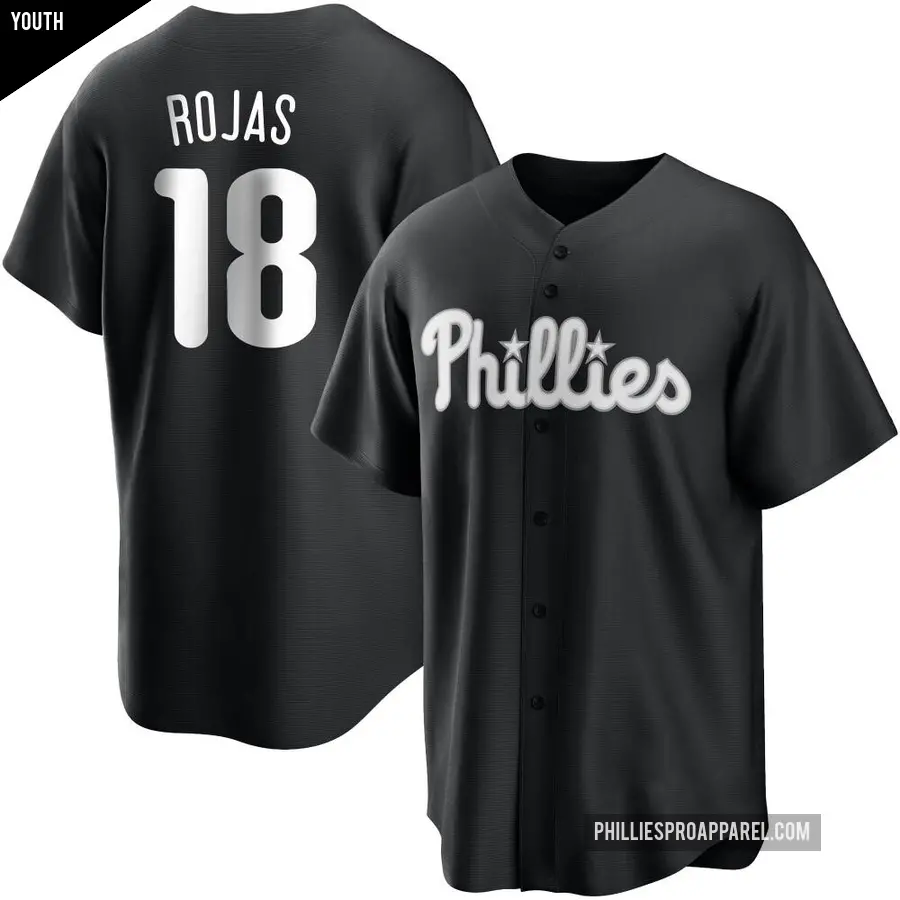 Youth Philadelphia Phillies ＃18 Johan Rojas Replica Black/White Jersey