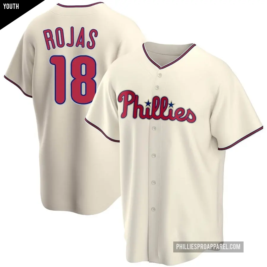 Youth Philadelphia Phillies ＃18 Johan Rojas Replica Cream Alternate Jersey