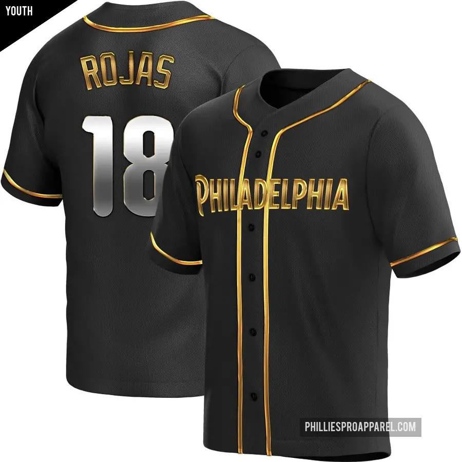 Youth Philadelphia Phillies ＃18 Johan Rojas Replica Gold Black en Alternate Jersey