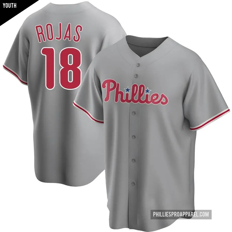 Youth Philadelphia Phillies ＃18 Johan Rojas Replica Gray Road Jersey