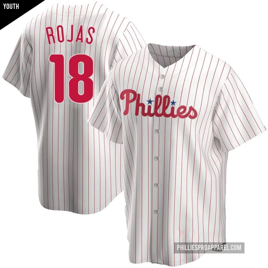 Youth Philadelphia Phillies ＃18 Johan Rojas Replica White Home Jersey