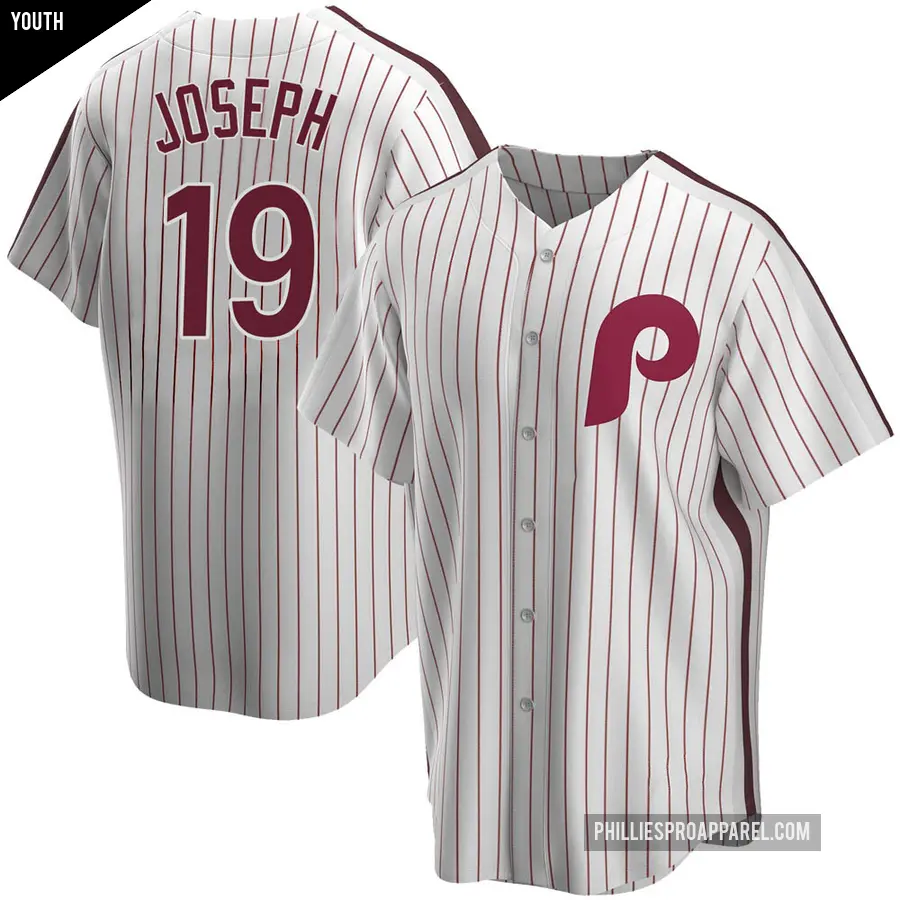 Youth Philadelphia Phillies ＃19 Tommy Joseph Replica White Home Cooperstown Collection Jersey