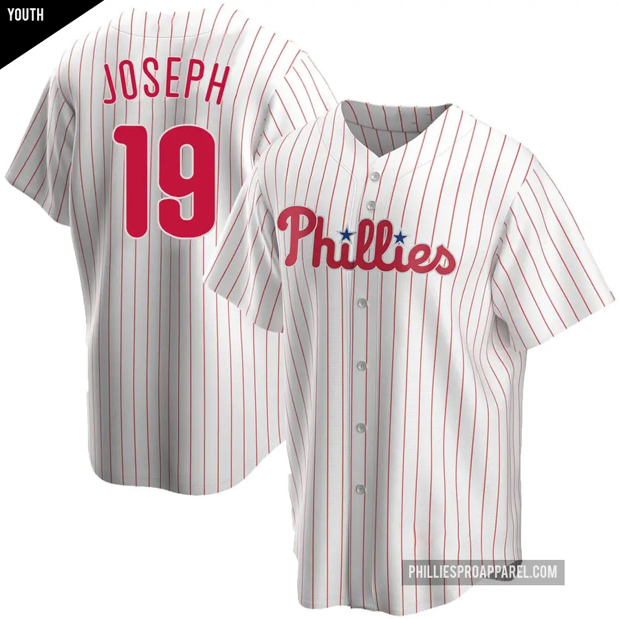 Youth Philadelphia Phillies ＃19 Tommy Joseph Replica White Home Jersey