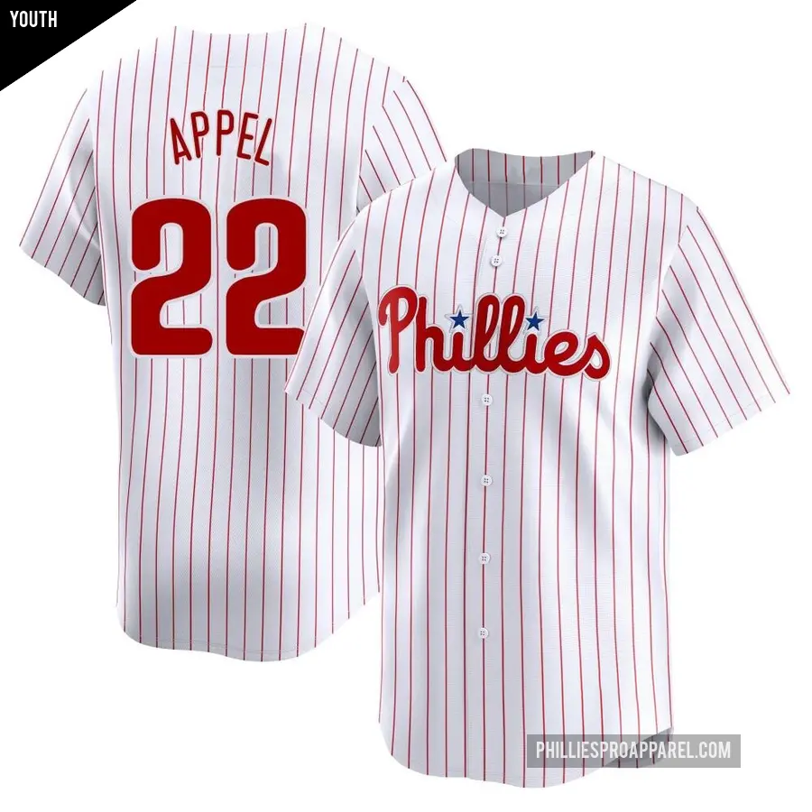 Youth Philadelphia Phillies ＃22 Mark Appel Limited White Home Jersey