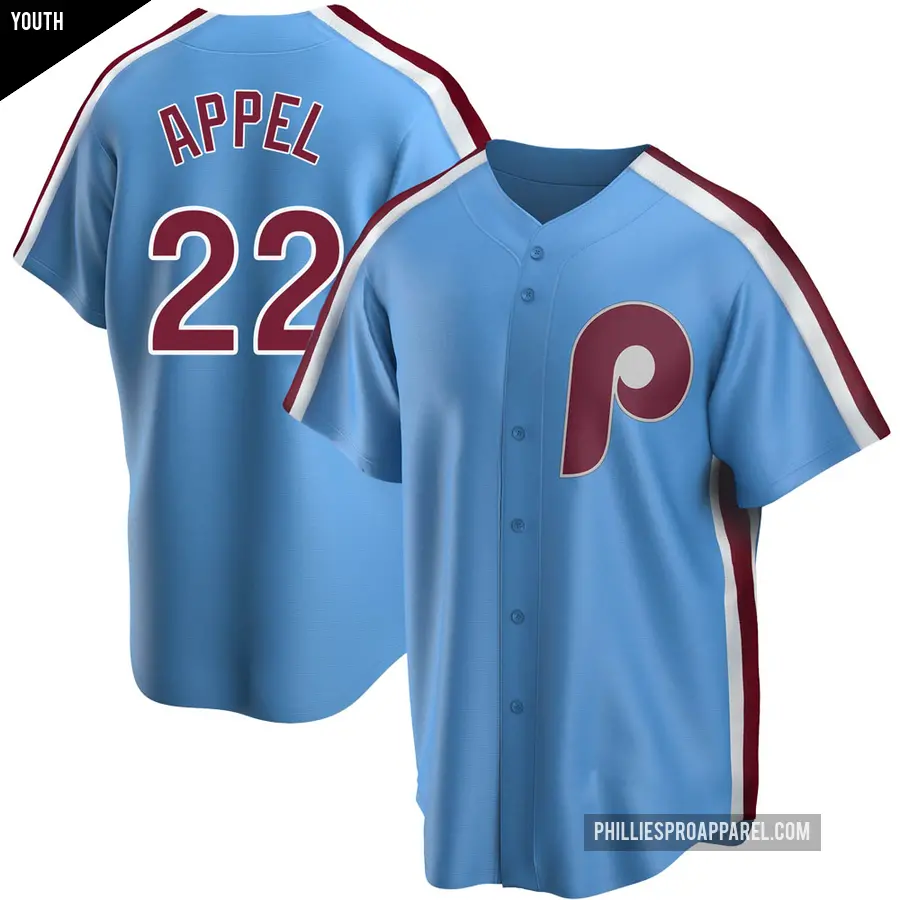 Youth Philadelphia Phillies ＃22 Mark Appel Replica Light Blue Road Cooperstown Collection Jersey