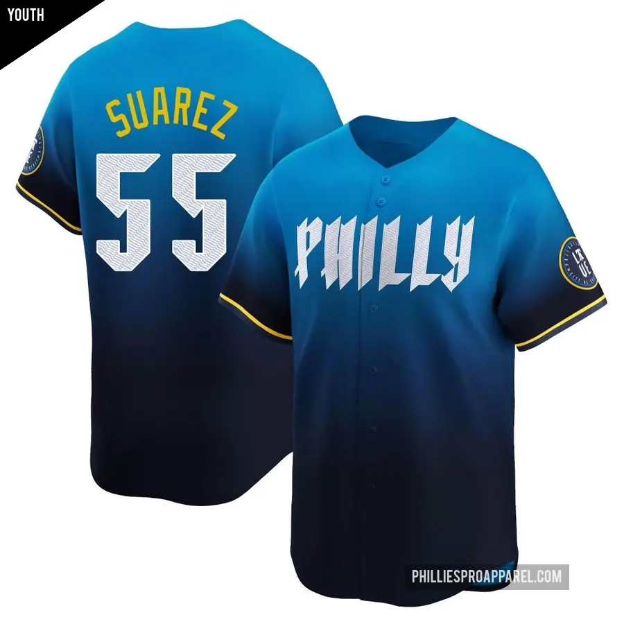 Youth Philadelphia Phillies ＃55 Ranger Suarez Limited Blue 2024 City Connect Jersey