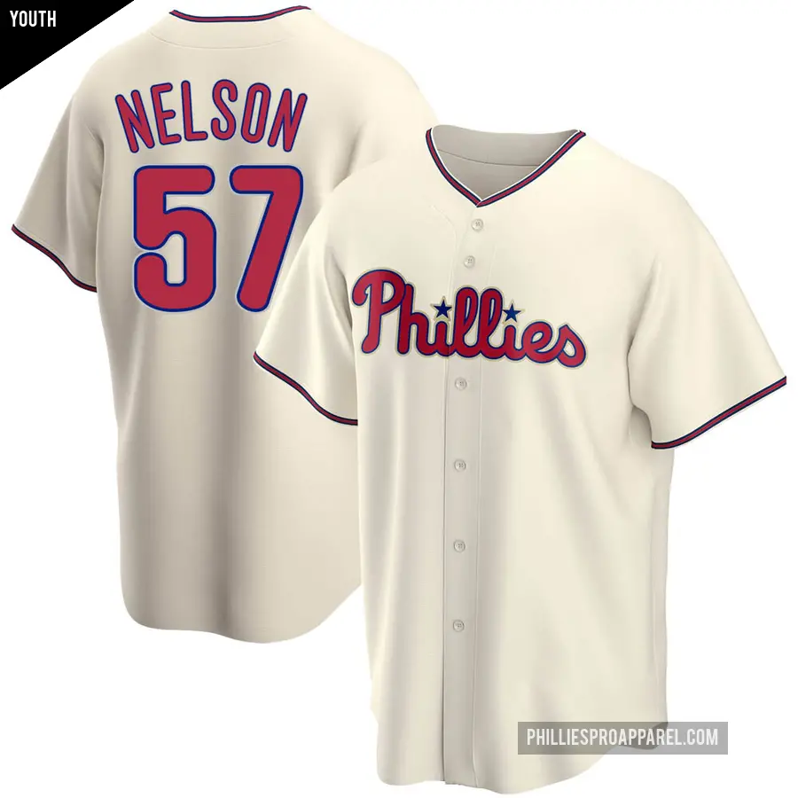 Youth Philadelphia Phillies ＃57 Nick Nelson Replica Cream Alternate Jersey