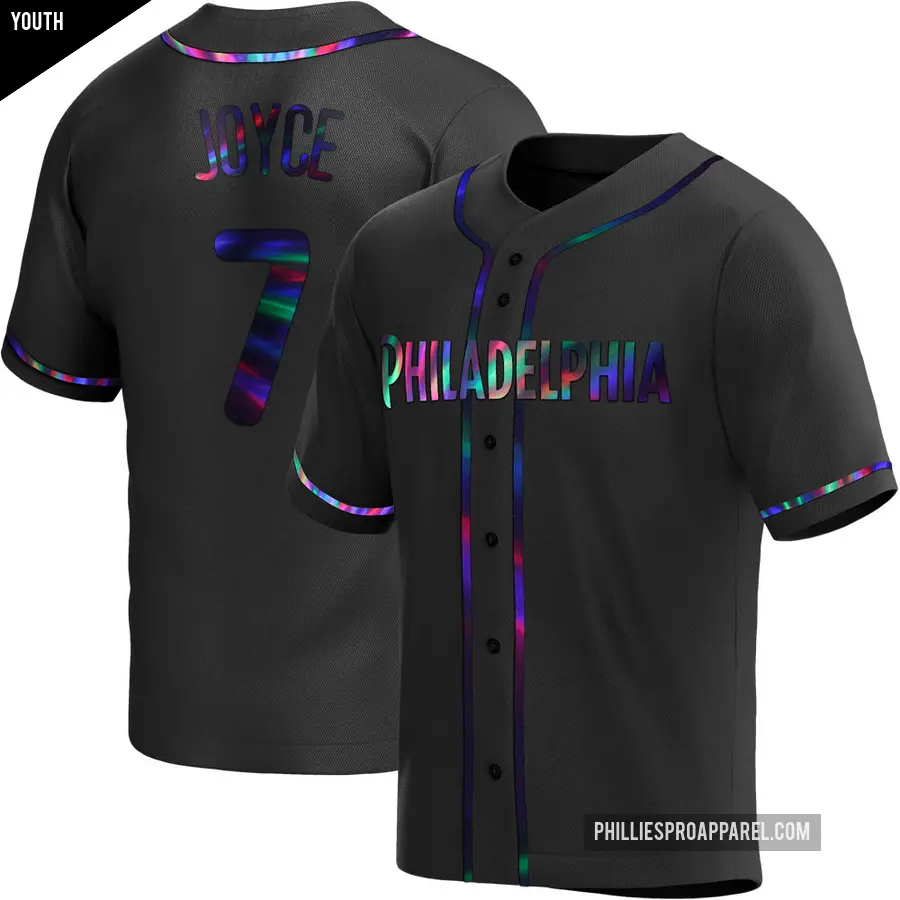 Youth Philadelphia Phillies ＃7 Matt Joyce Replica Black Holographic Alternate Jersey