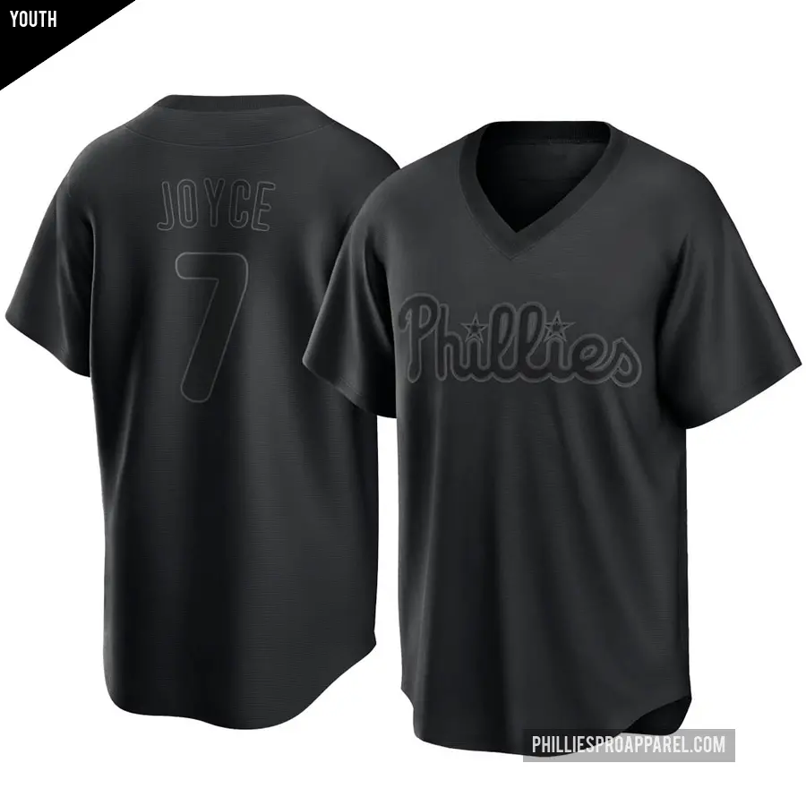 Youth Philadelphia Phillies ＃7 Matt Joyce Replica Black Pitch Fashion Jersey