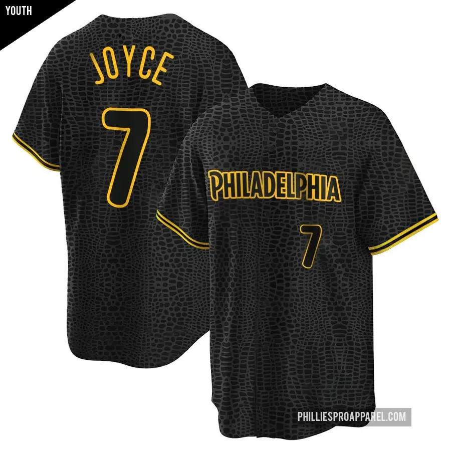 Youth Philadelphia Phillies ＃7 Matt Joyce Replica Black Snake Skin City Jersey