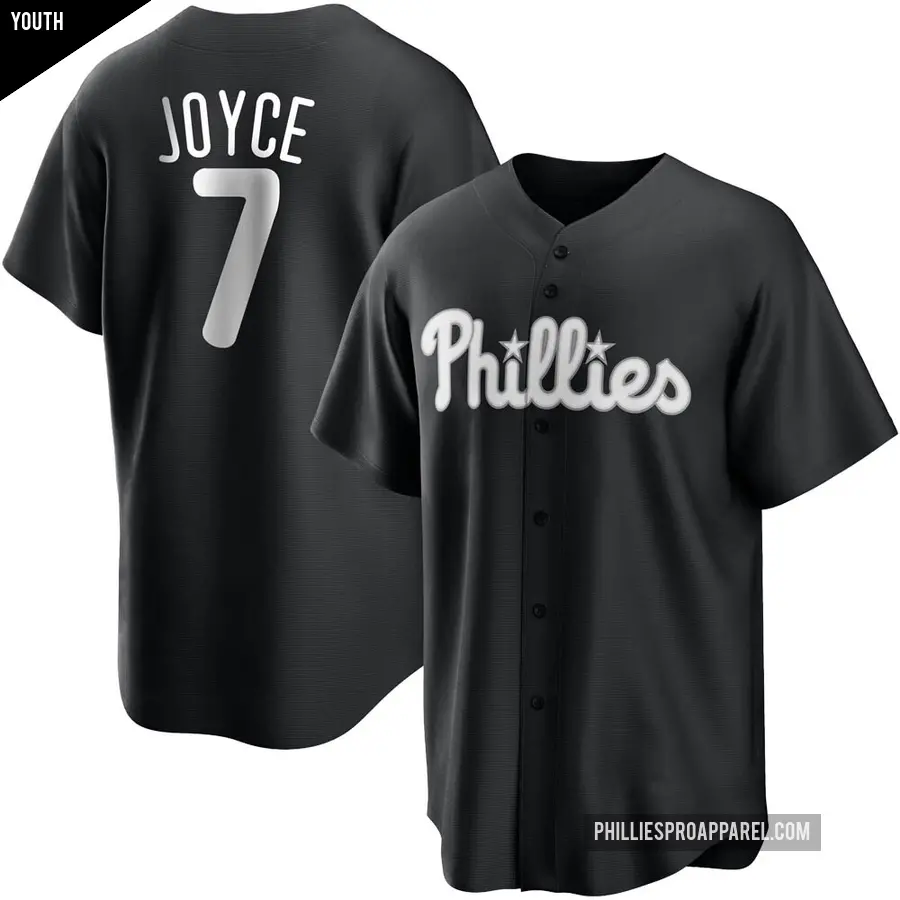 Youth Philadelphia Phillies ＃7 Matt Joyce Replica Black/White Jersey