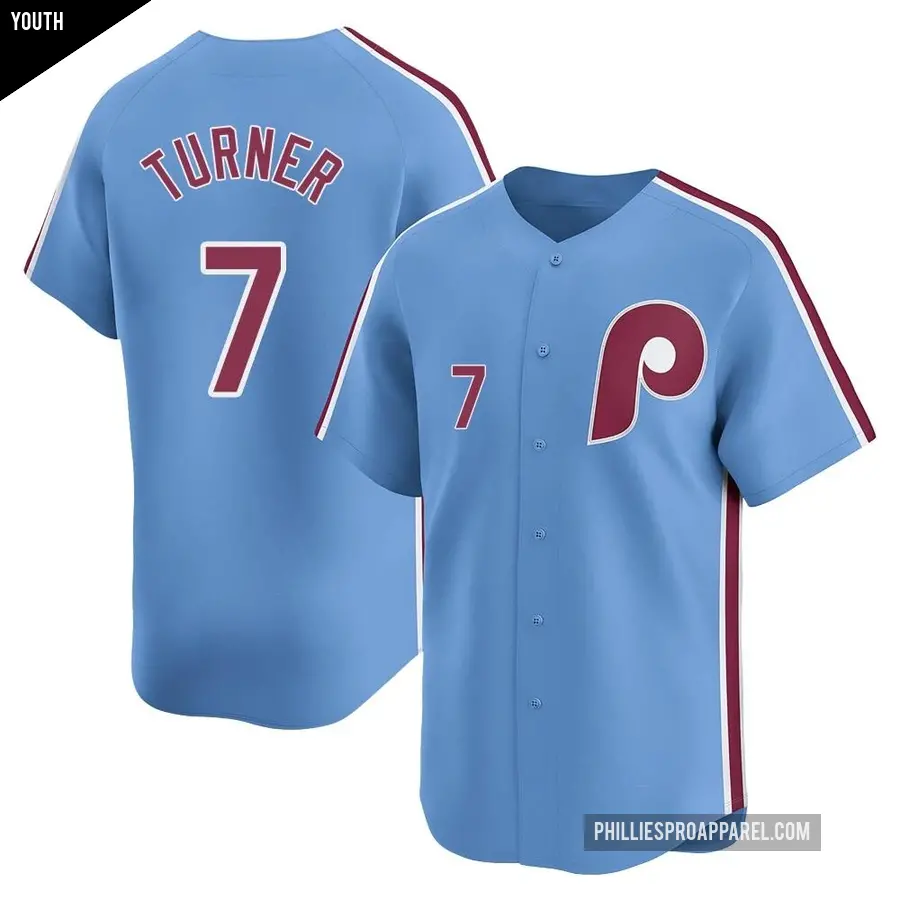 Youth Philadelphia Phillies ＃7 Trea Turner Limited Light Blue Alternate Jersey