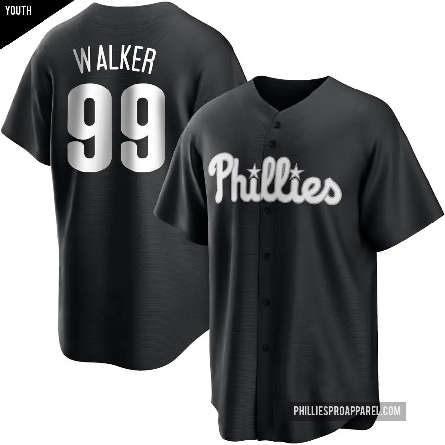 Youth Philadelphia Phillies ＃99 Taijuan Walker Replica Black/White Jersey