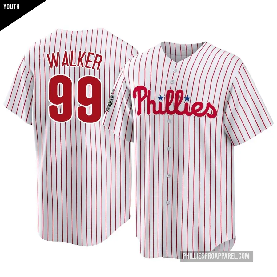 Youth Philadelphia Phillies ＃99 Taijuan Walker Replica White 2022 World Series Home Jersey